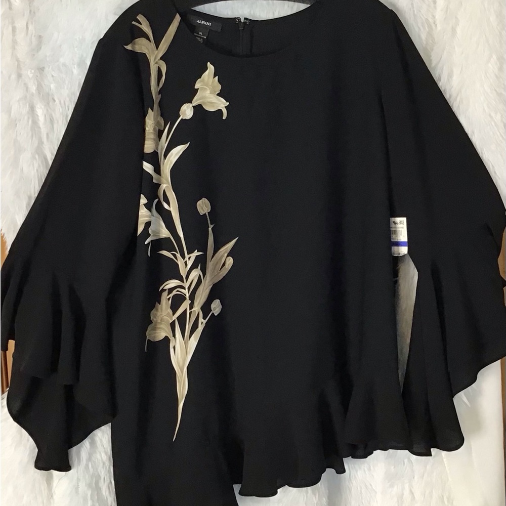 Black and Cream Floral Blouse